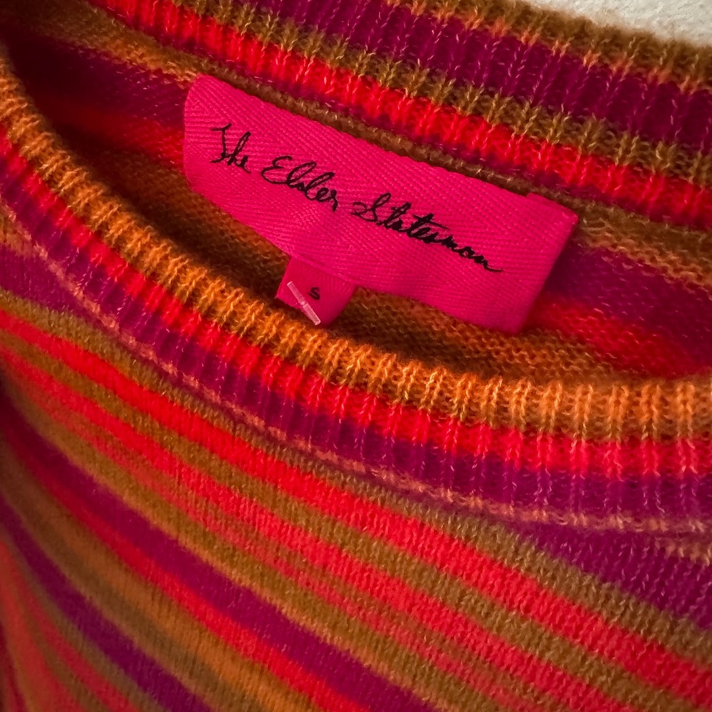 The Elder Statesman Vibrant Striped Crewneck Sweater - Picture 2 of 3